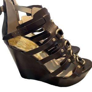 Michael Kors gladiator wedges! Gold and Brown size 9.  Worn once